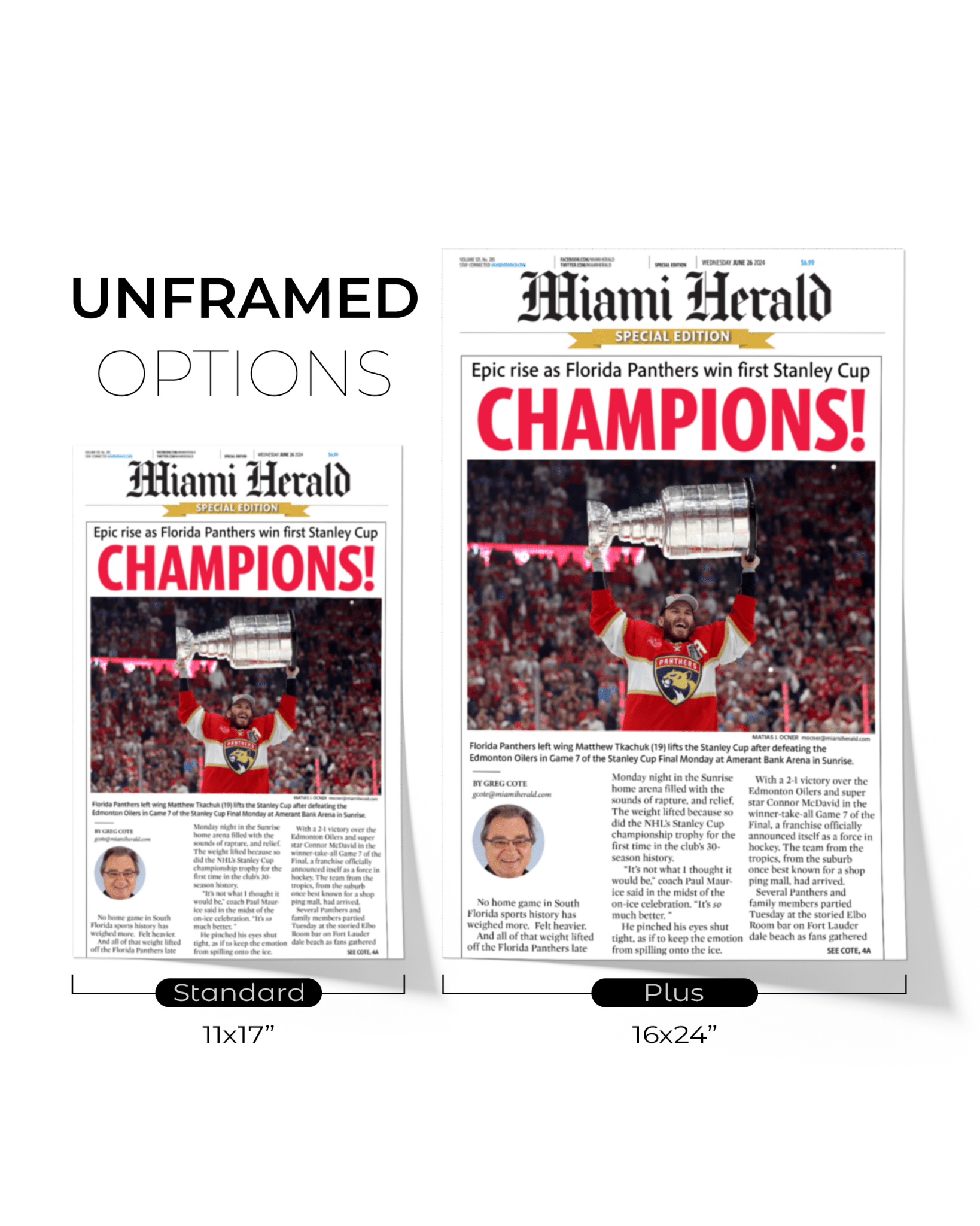 2024 Florida Panthers Stanley Cup "CHAMPIONS!" Special Edition Newspaper - TitleGameFrames.com