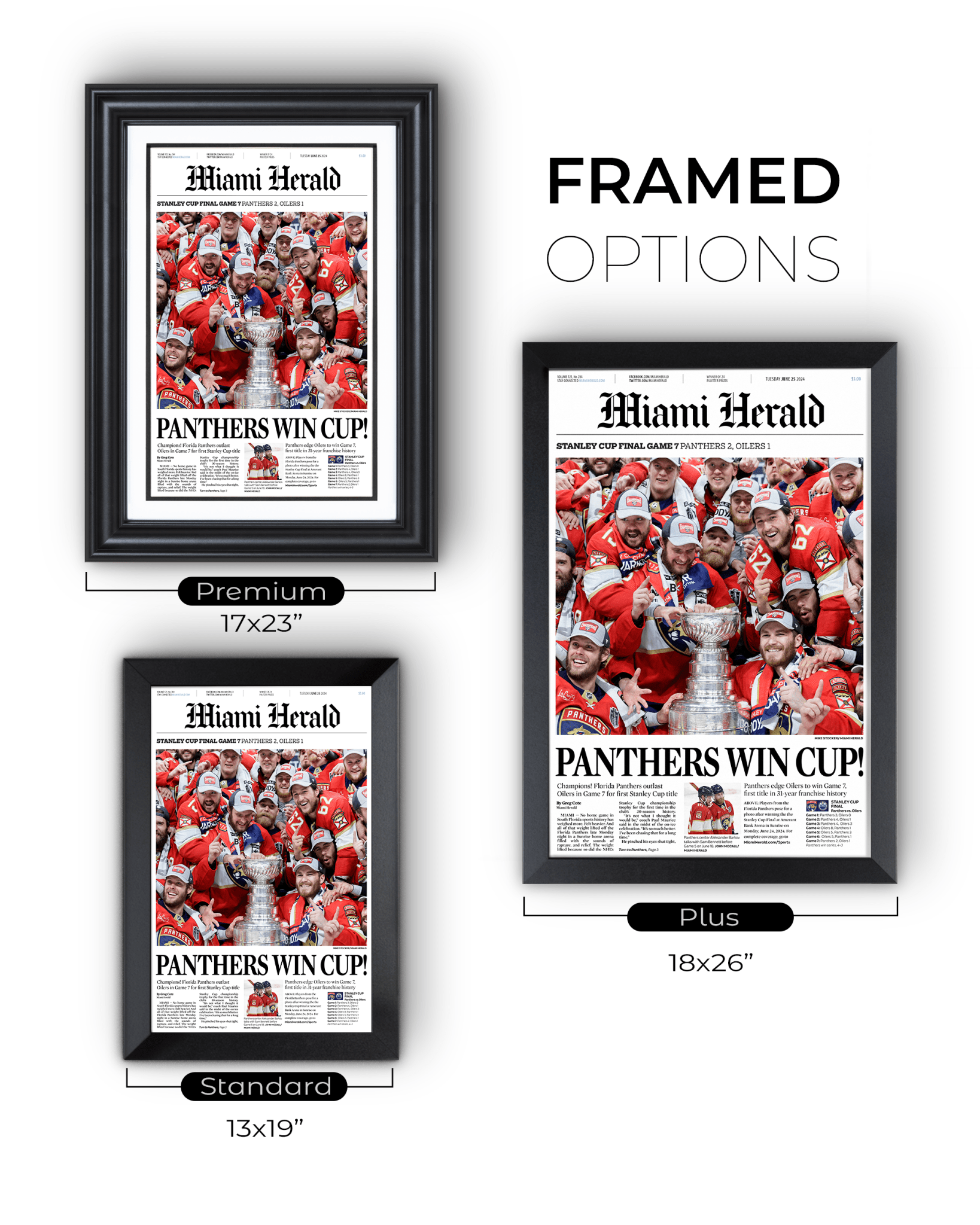 2024 Florida Panthers Stanley Cup Champs Framed Commemorative Newspaper - TitleGameFrames.com