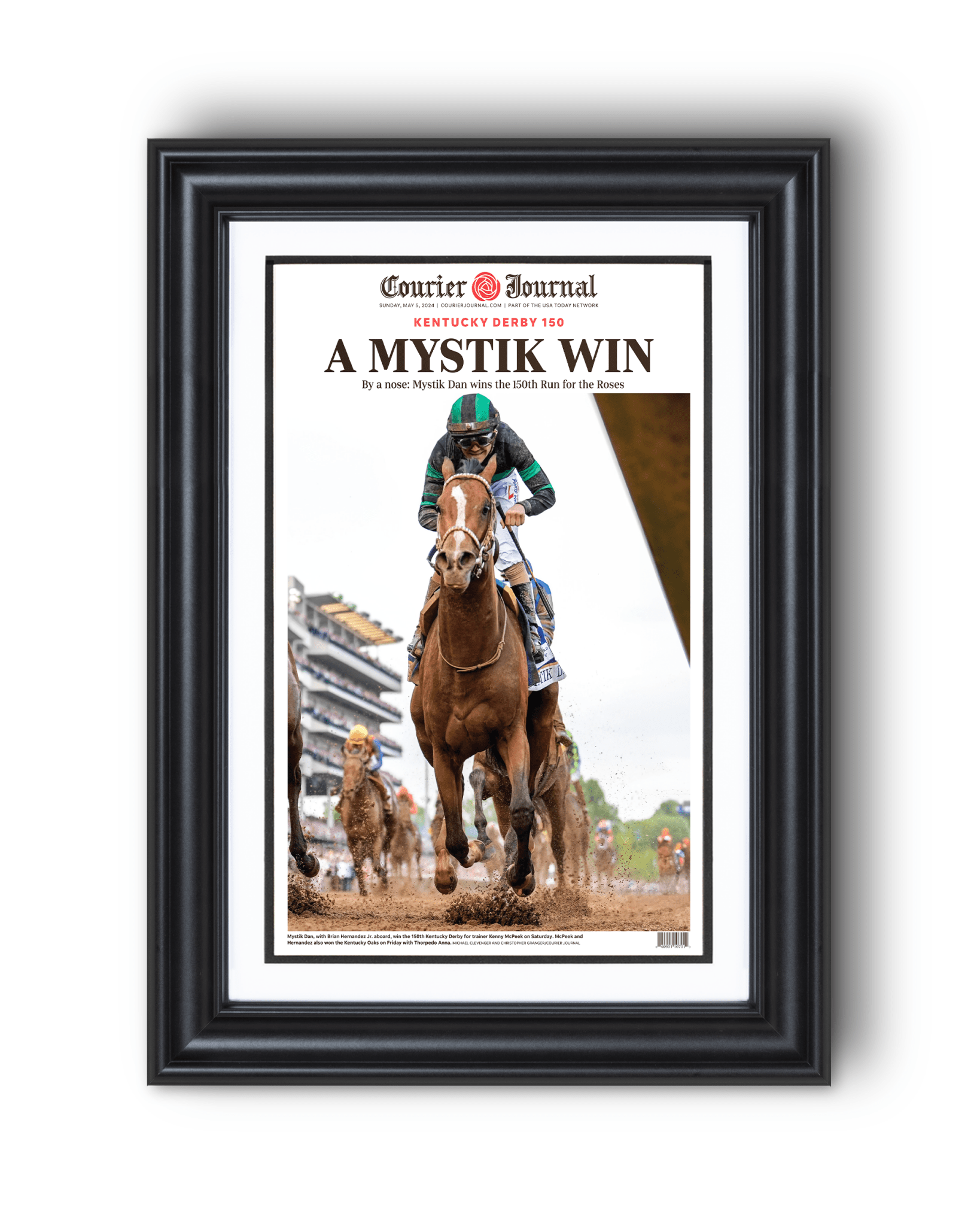 2024 Kentucky Derby Champion - Mystik Dan 'A MYSTIK WIN' | Framed Newspaper - TitleGameFrames.com