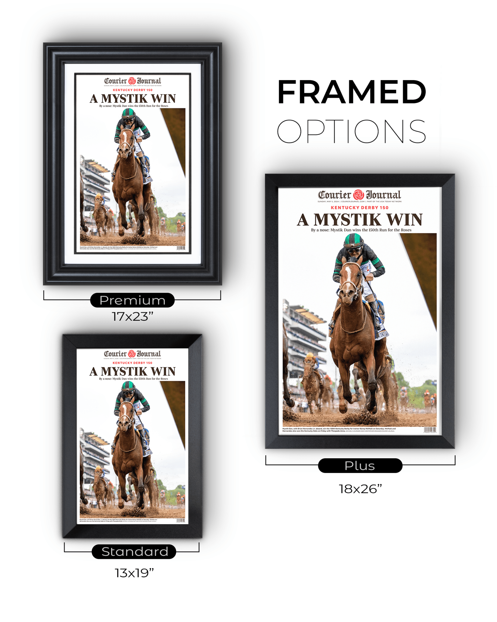 2024 Kentucky Derby Champion - Mystik Dan 'A MYSTIK WIN' | Framed Newspaper - TitleGameFrames.com