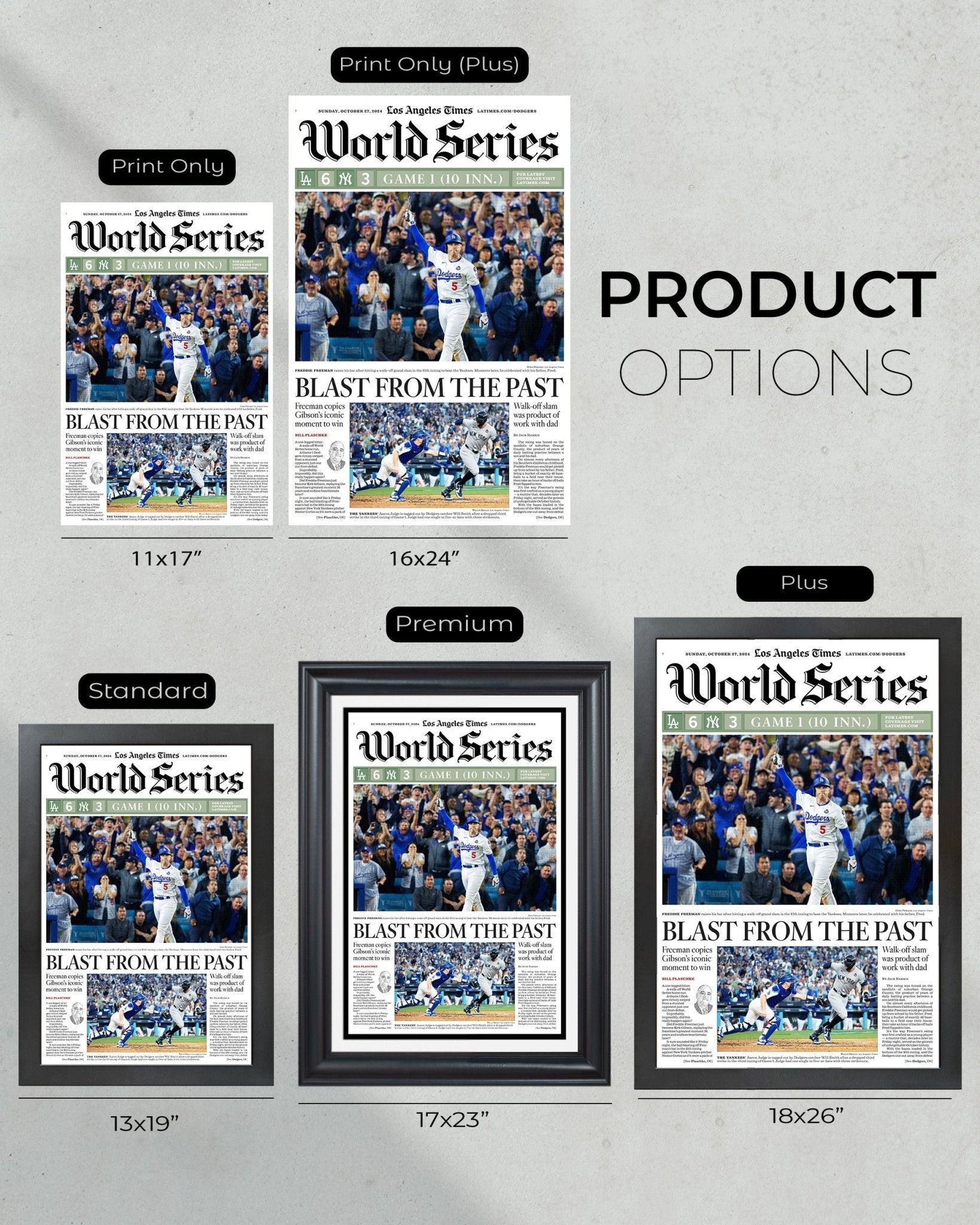 2024 LA Dodgers World Series Game 1"Blast from the Past" Freddie Freeman MVP Newspaper - TitleGameFrames.com