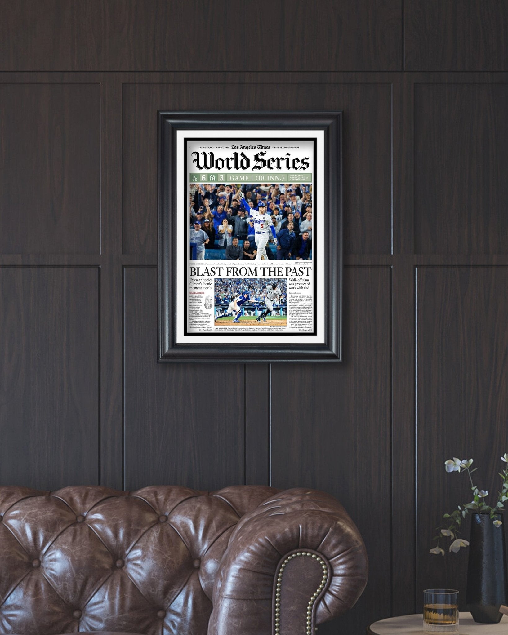 2024 LA Dodgers World Series Game 1"Blast from the Past" Freddie Freeman MVP Newspaper - TitleGameFrames.com