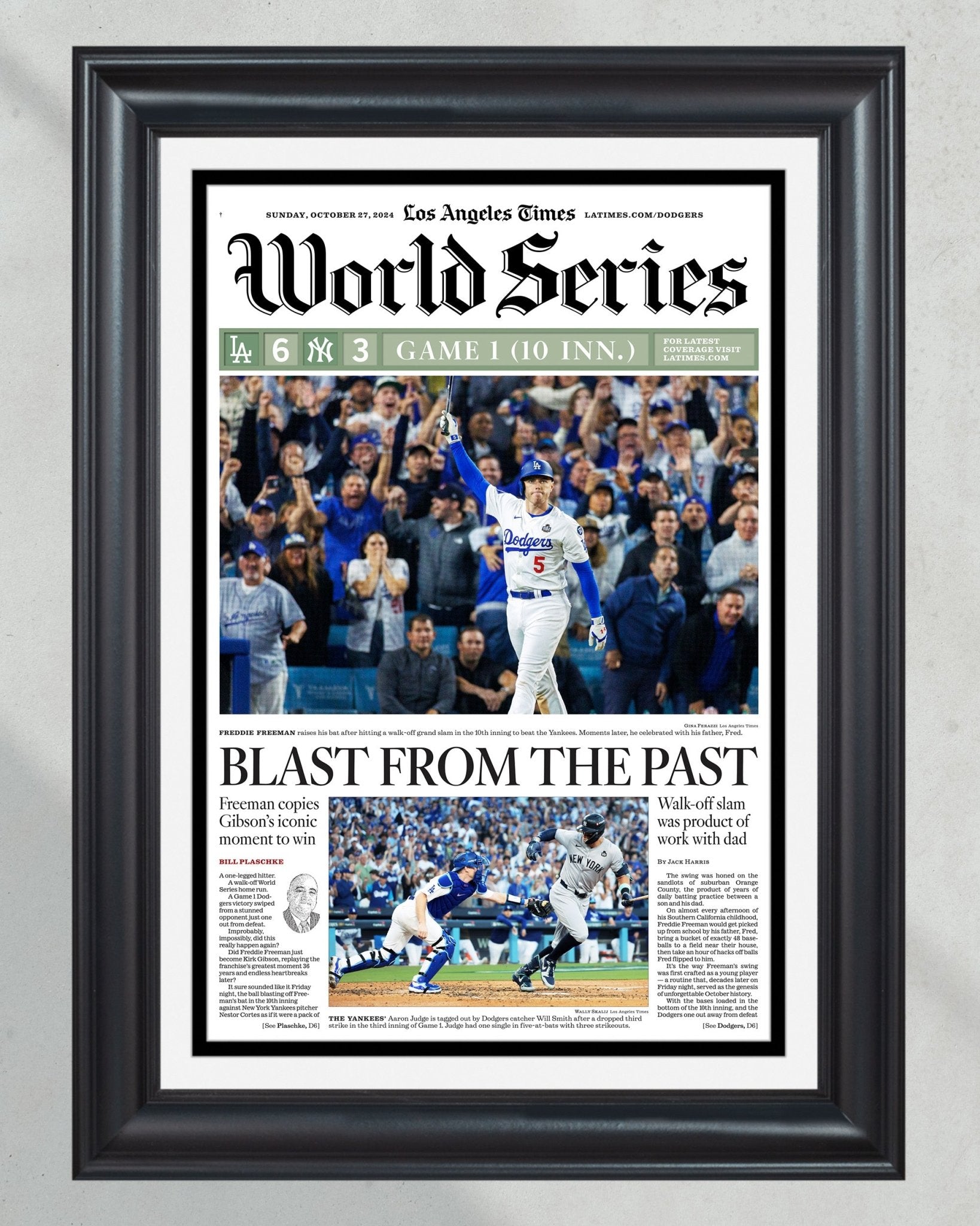 2024 LA Dodgers World Series Game 1"Blast from the Past" Freddie Freeman MVP Newspaper - TitleGameFrames.com