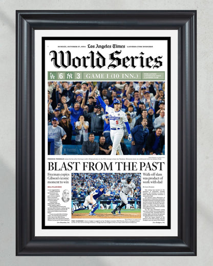 2024 LA Dodgers World Series Game 1"Blast from the Past" Freddie Freeman MVP Newspaper - TitleGameFrames.com