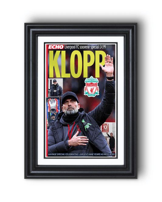2024 Liverpool Football Farewell to Jurgen "KLOPP" Framed Newspaper - TitleGameFrames.com