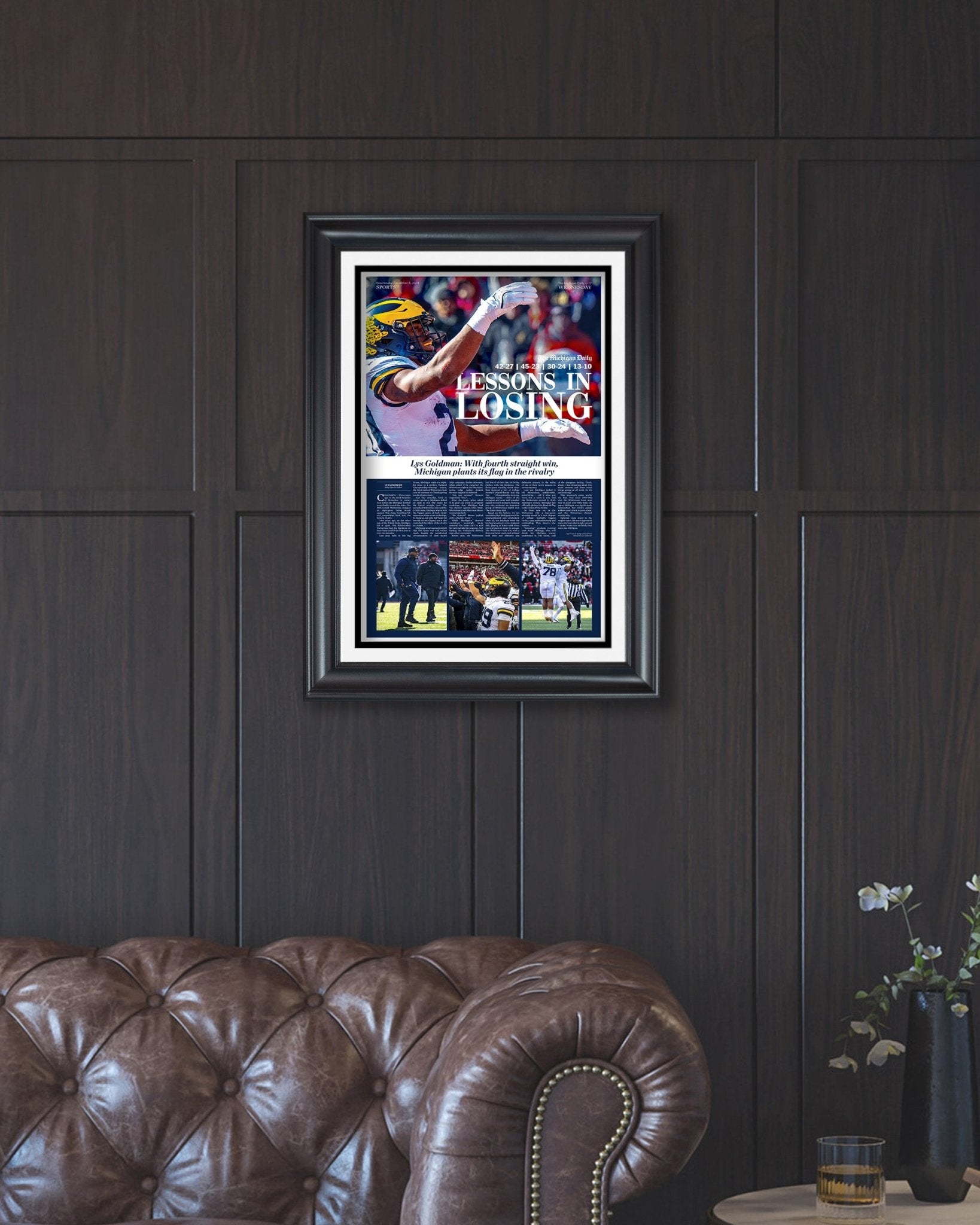 2024 Michigan Defeats Ohio State - 'Lessons in Learning' Michigan Daily Framed Newspaper - Title Game Frames
