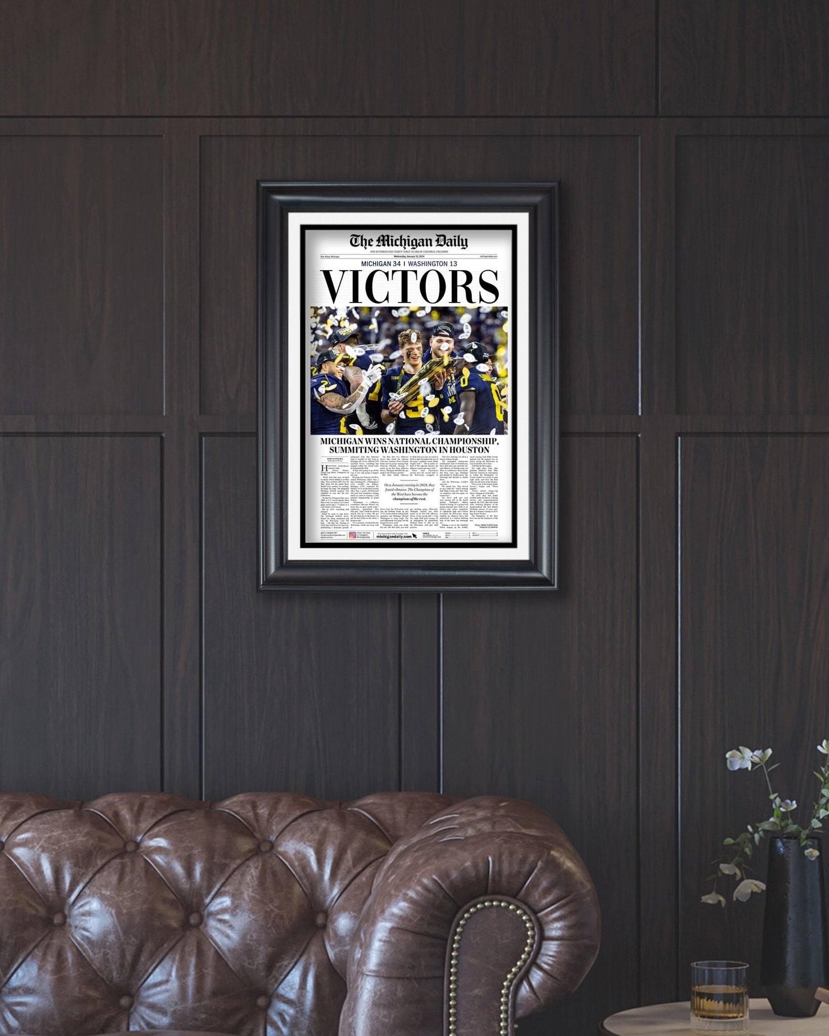 2024 Michigan Wolverines National Championship 'VICTORS' - Michigan Daily Framed Print - Title Game Frames
