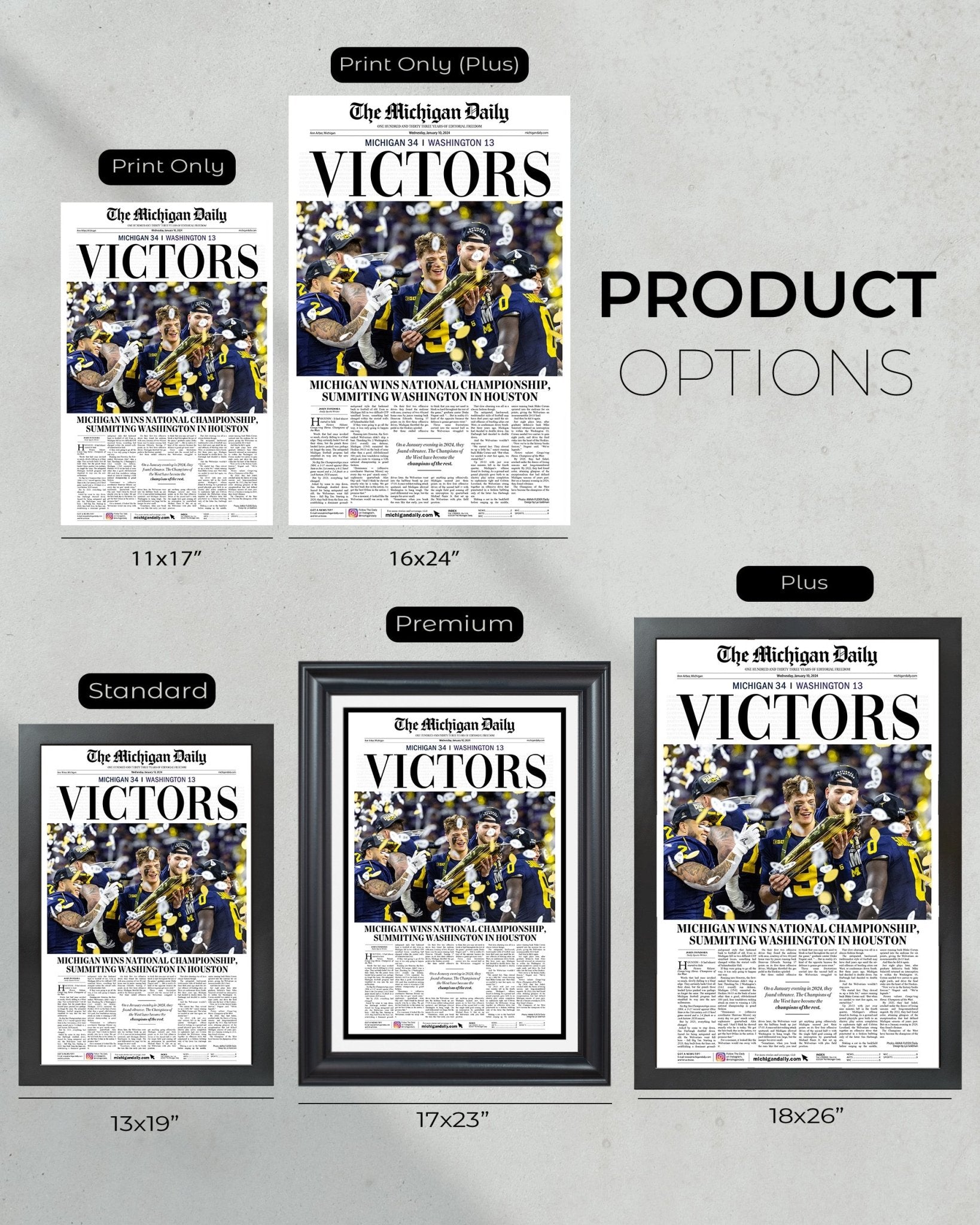 2024 Michigan Wolverines National Championship 'VICTORS' - Michigan Daily Framed Print - Title Game Frames