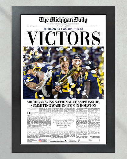 2024 Michigan Wolverines National Championship 'VICTORS' - Michigan Daily Framed Print - Title Game Frames