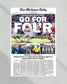 2024 Michigan Wolverines Upsets Ohio State Buckeyes "Go For Four" Michigan Daily Framed Newspaper - Title Game Frames