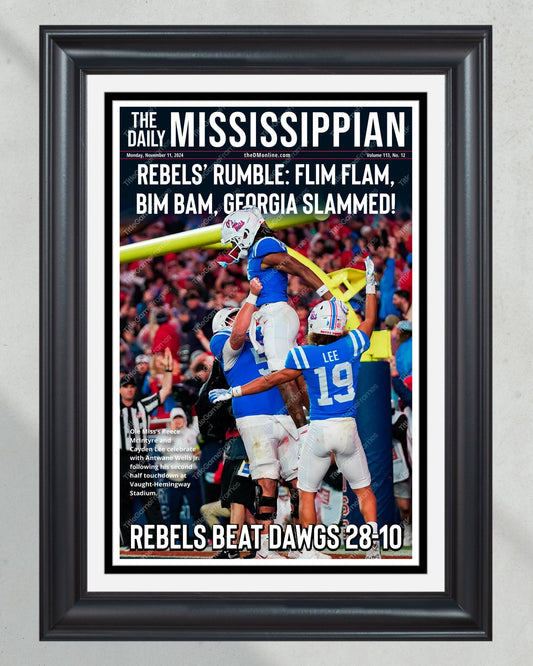 2024 Ole Miss vs. Georgia Upset - Rebels' Rumble Framed Newspaper | Collectible - Title Game Frames