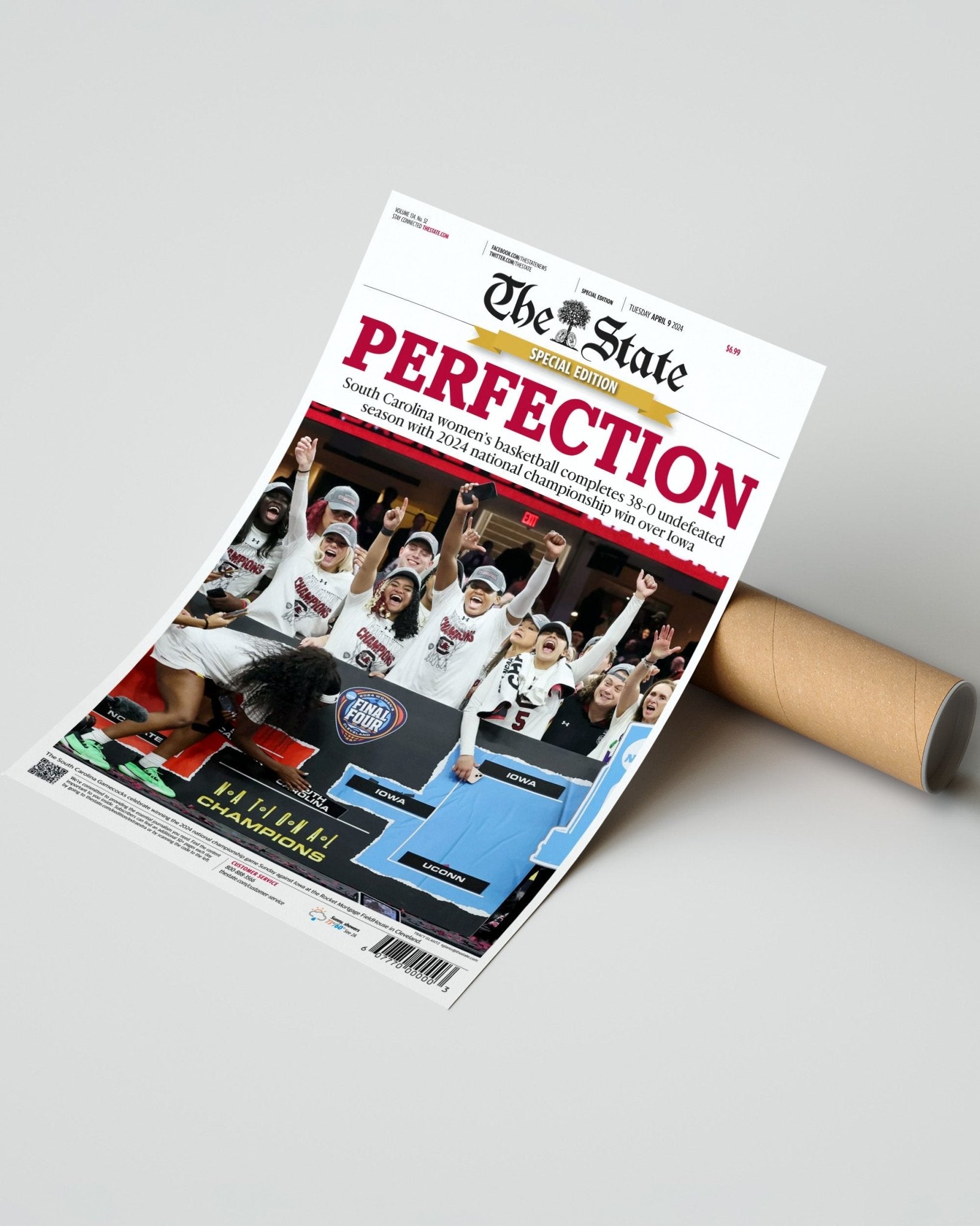 2024 South Carolina Gamecocks Women's Basketball Champions Framed Newspaper - "PERFECTION" - Title Game Frames