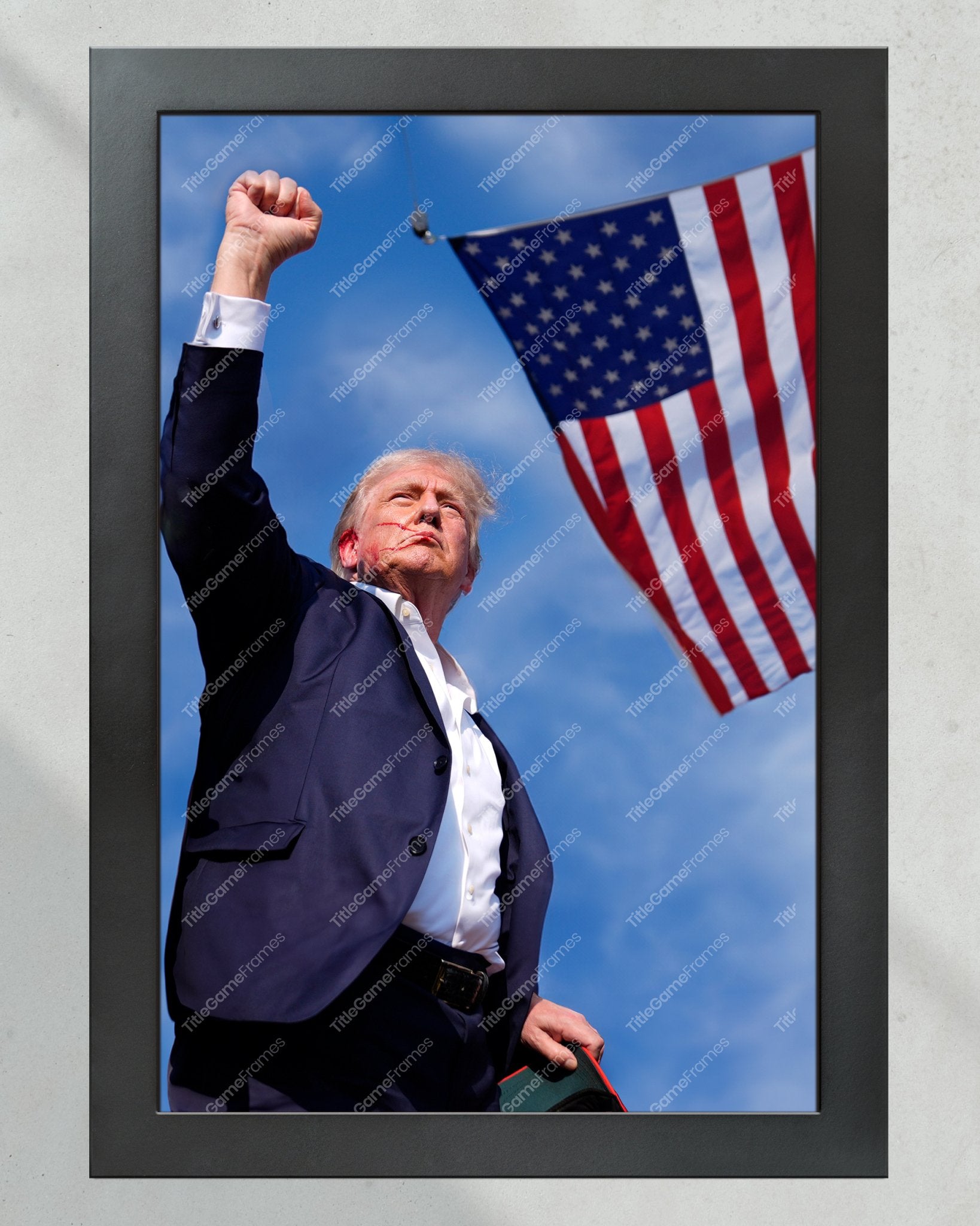 2024 Trump 'Fight! Fight! Fight!' Assassination Attempt - Framed Portrait - Title Game Frames