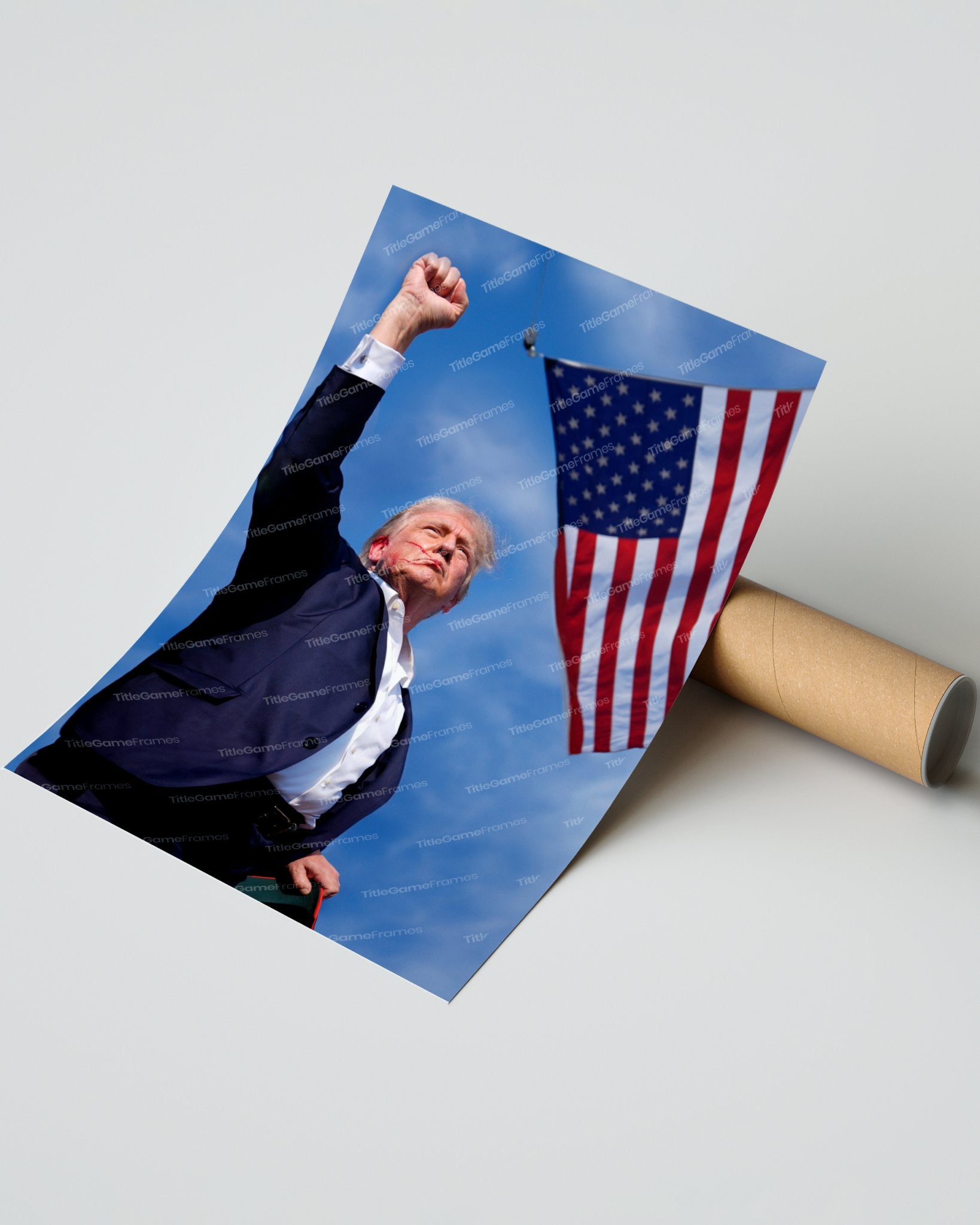 2024 Trump 'Fight! Fight! Fight!' Assassination Attempt - Framed Portrait - Title Game Frames