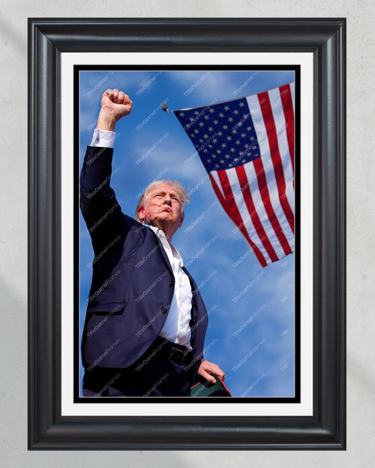 2024 Trump 'Fight! Fight! Fight!' Assassination Attempt - Framed Portrait - Title Game Frames