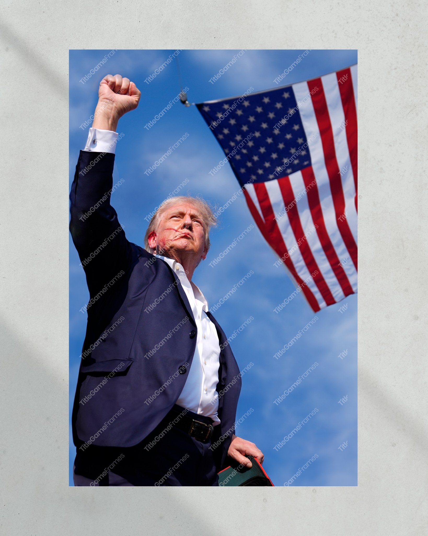 2024 Trump 'Fight! Fight! Fight!' Assassination Attempt - Framed Portrait - Title Game Frames