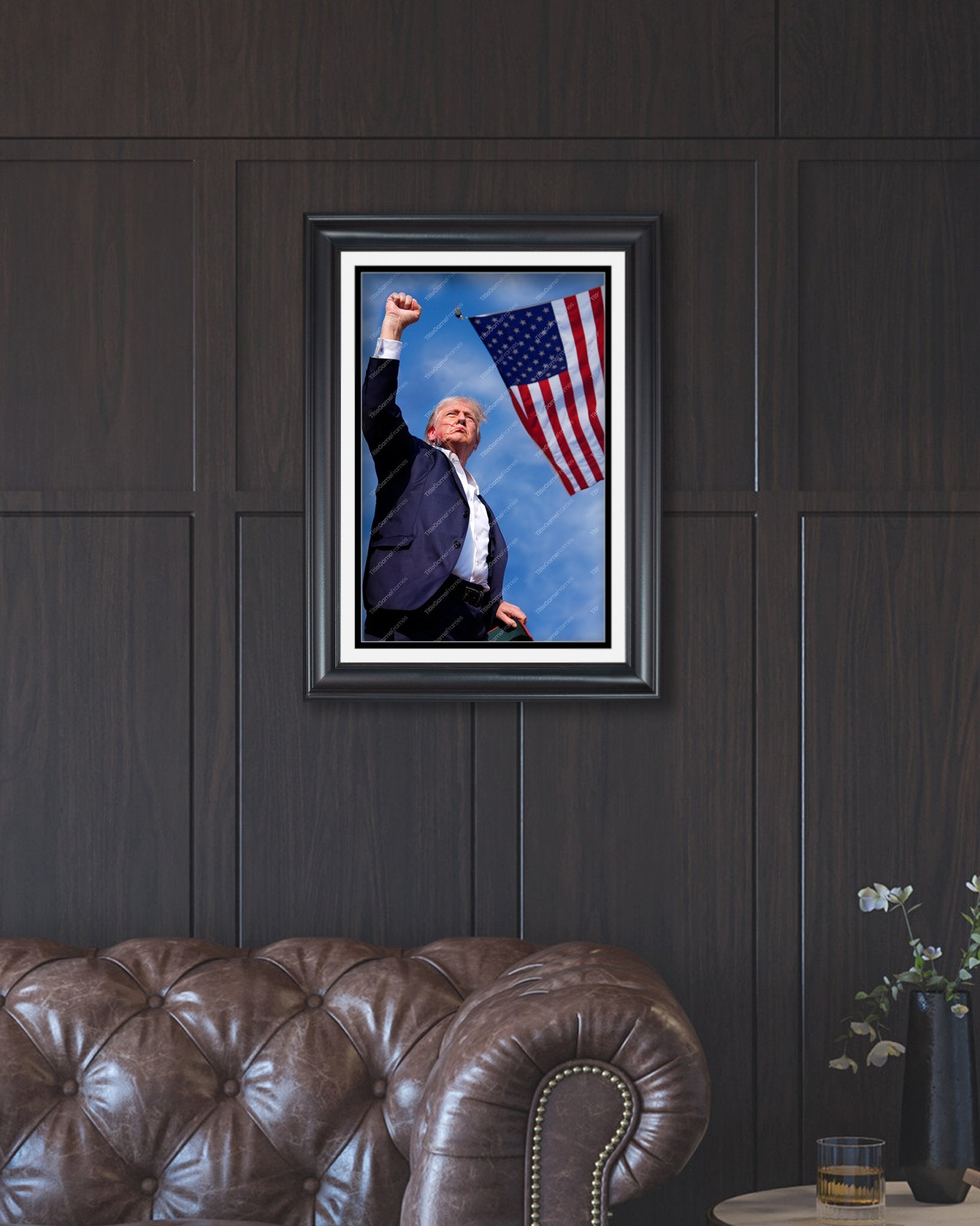 2024 Trump 'Fight! Fight! Fight!' Assassination Attempt - Framed Portrait - Title Game Frames