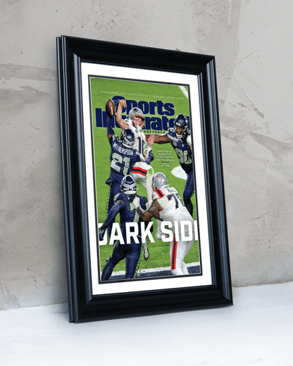 2025 - 26 Seattle Seahawks “Dark Side” The Defensive Choke 29–13 Super Bowl LX Champions Vs Patriots Framed Newspaper - TitleGameFrames.com