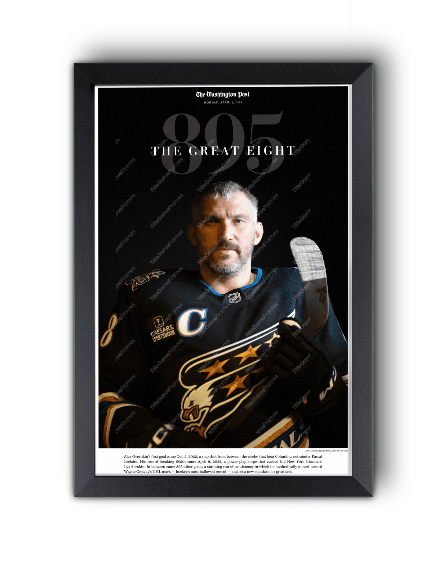 2025 Alex Ovechkin Scores Goal 895: 'THE GREAT EIGHT' Commemorative Newspaper - TitleGameFrames.com