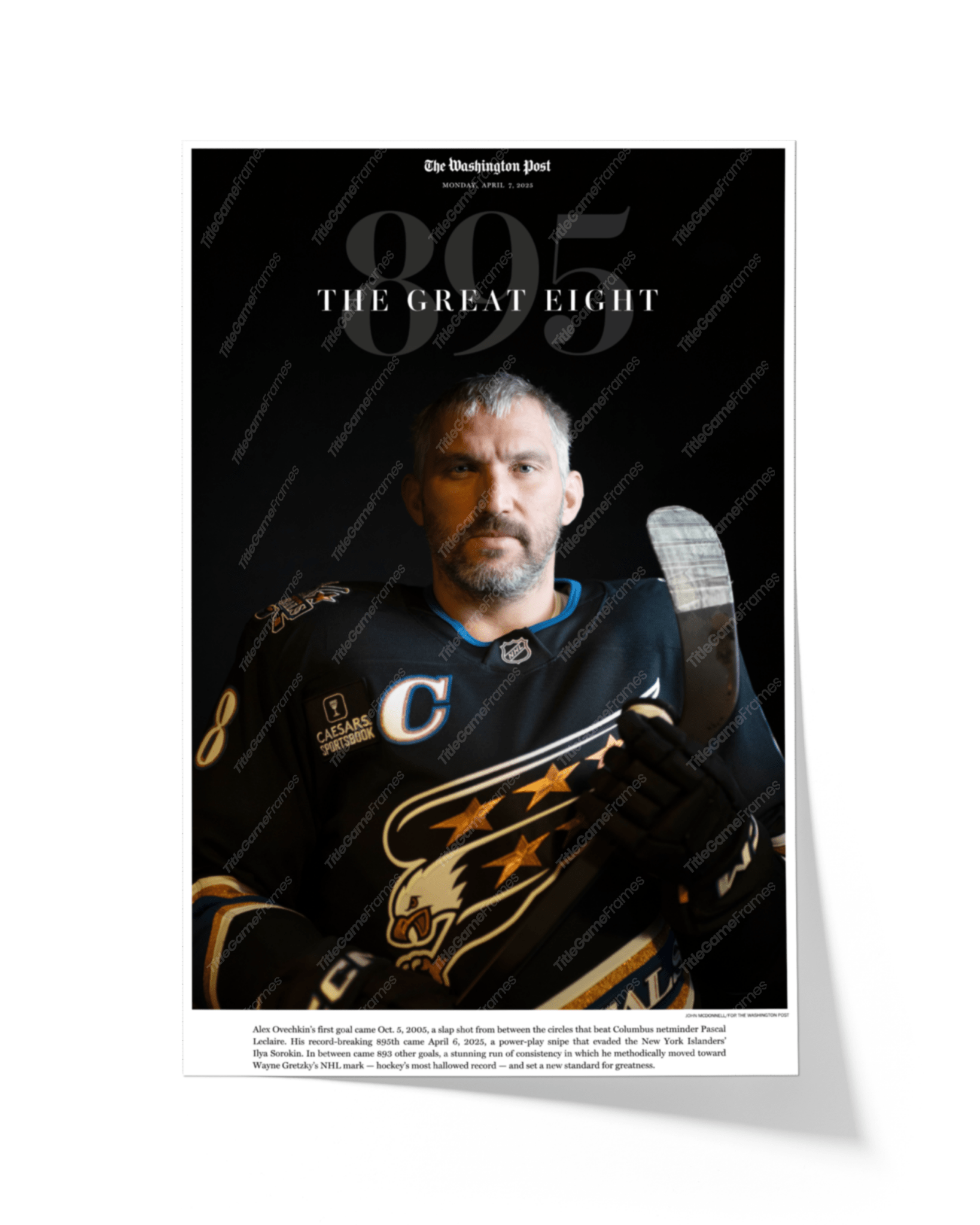 2025 Alex Ovechkin Scores Goal 895: 'THE GREAT EIGHT' Commemorative Newspaper - TitleGameFrames.com