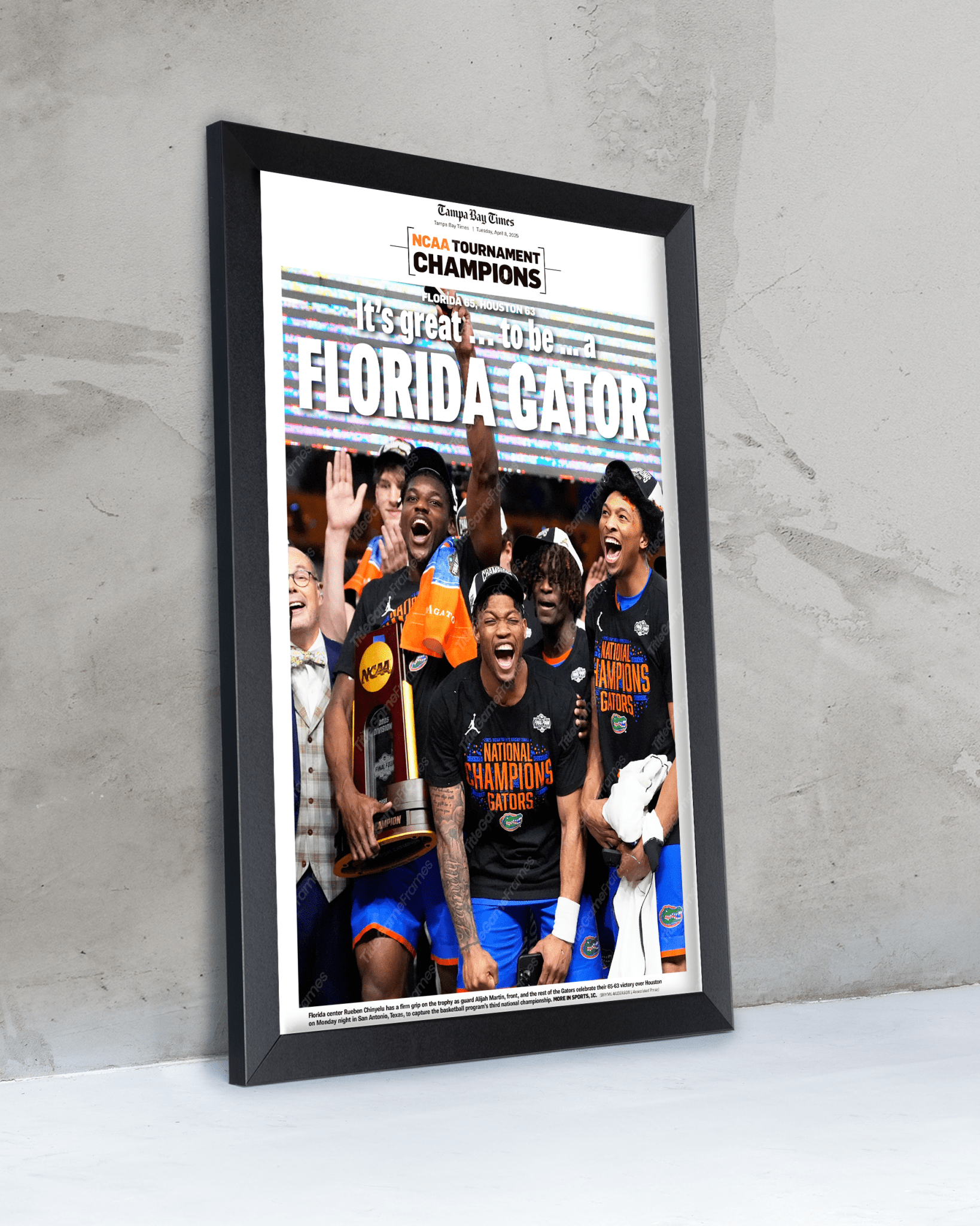 2025 Florida Gators NCAA Basketball Champions - Front Page Newspaper - TitleGameFrames.com