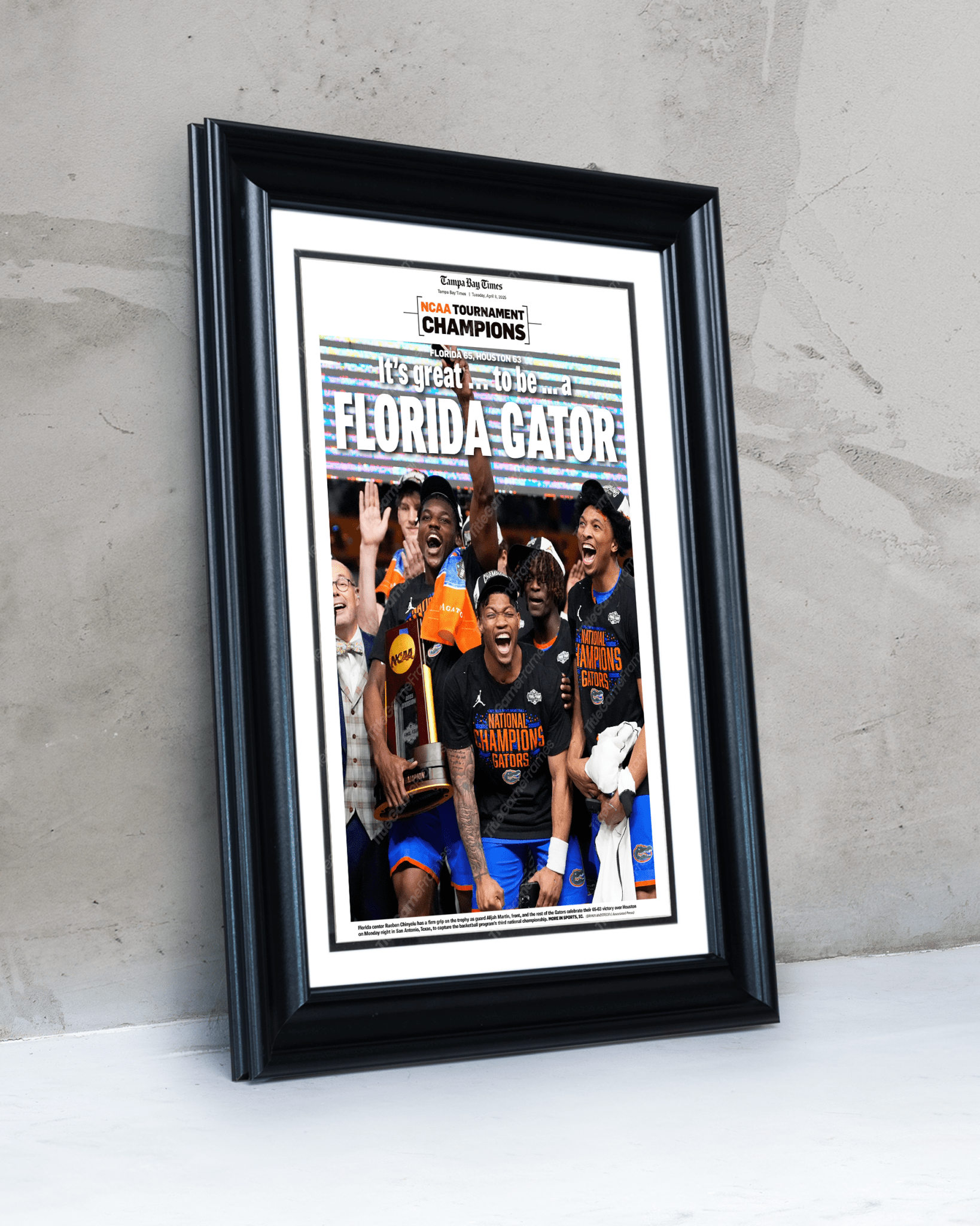 2025 Florida Gators NCAA Basketball Champions - Front Page Newspaper - TitleGameFrames.com