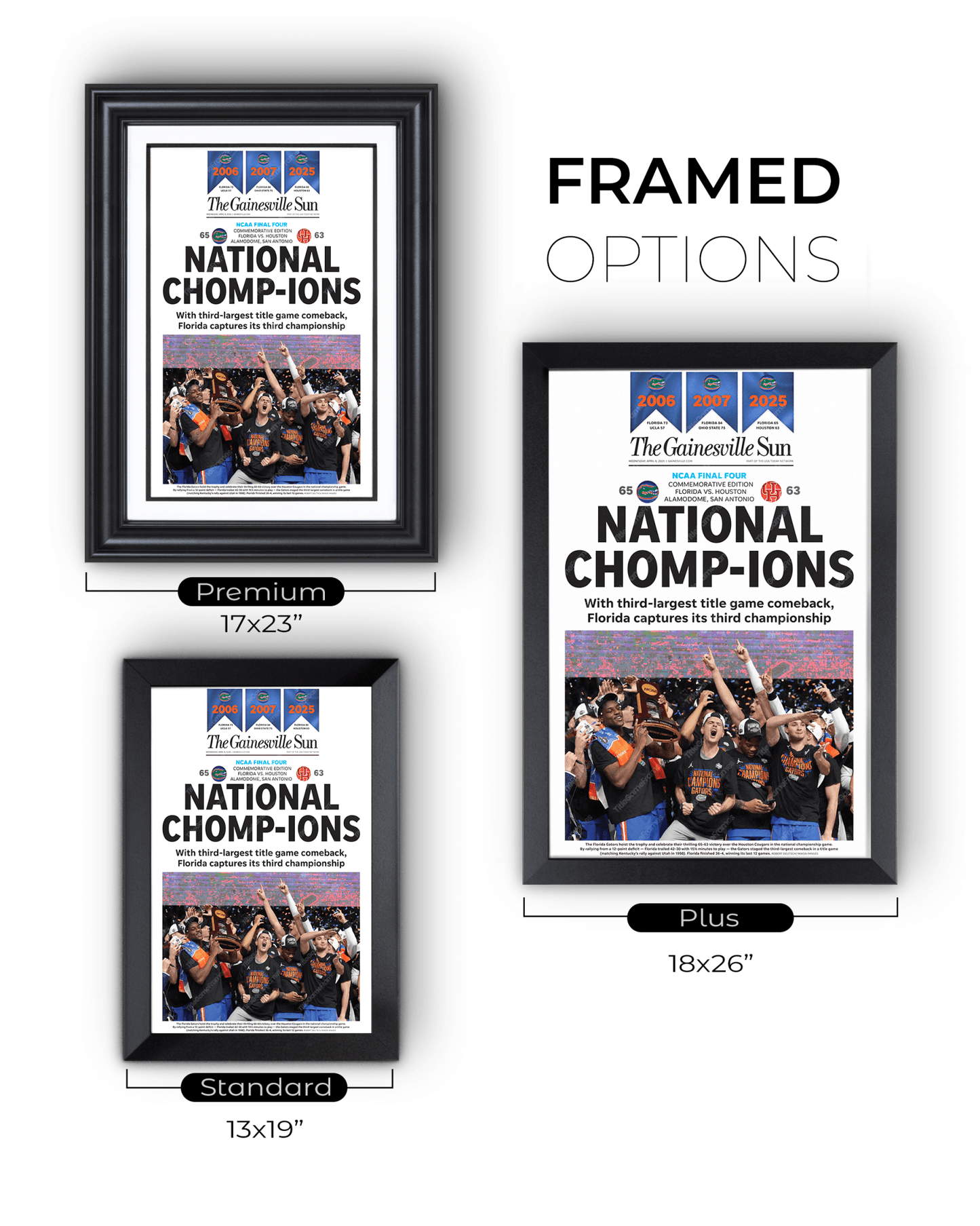 2025 Florida Gators NCAA Basketball 'NATIONAL CHOMPIONS! Framed Newspaper - TitleGameFrames.com
