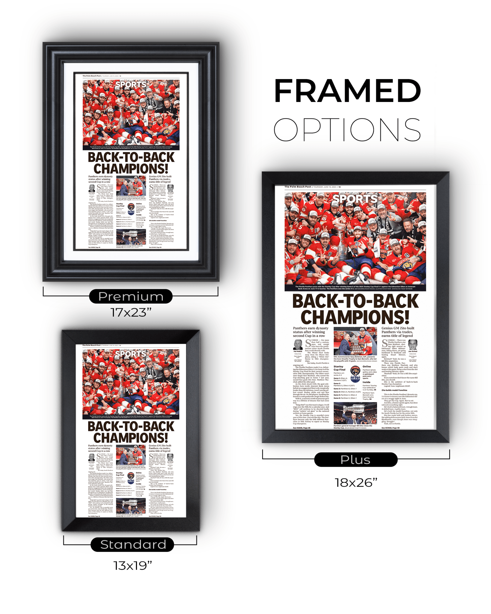 2025 Florida Panthers Stanley Cup "Back - to - Back Champions!" Front Page Newspaper - TitleGameFrames.com