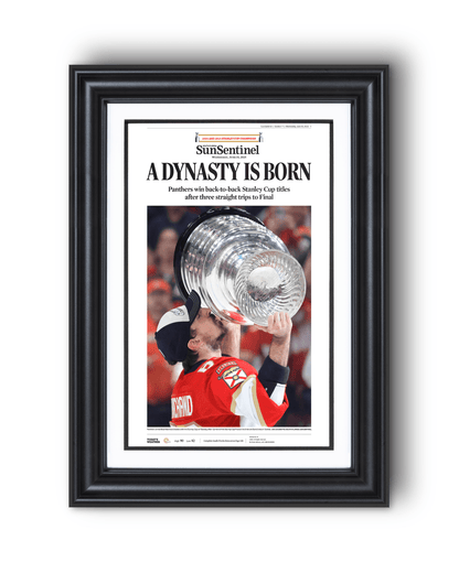 2025 Florida Panthers Stanley Cup Champions "A DYNASTY IS BORN!" Framed Newspaper - TitleGameFrames.com