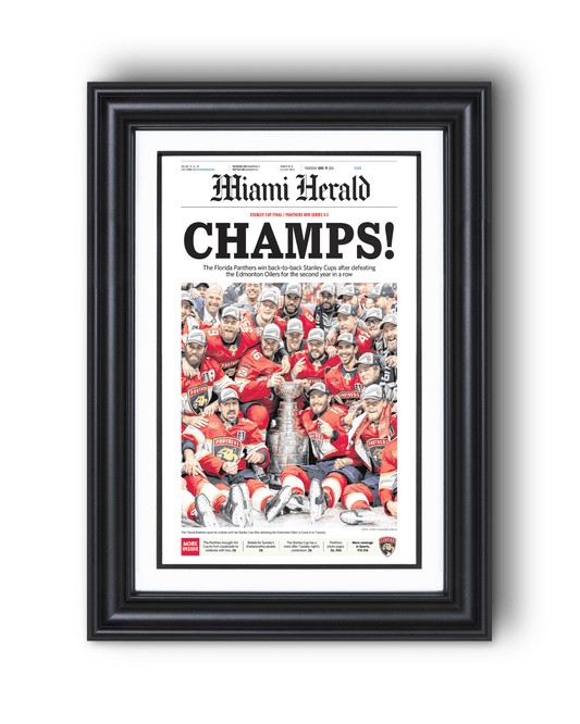 2025 Florida Panthers Stanley Cup "Champs" Front Page Newspaper - TitleGameFrames.com