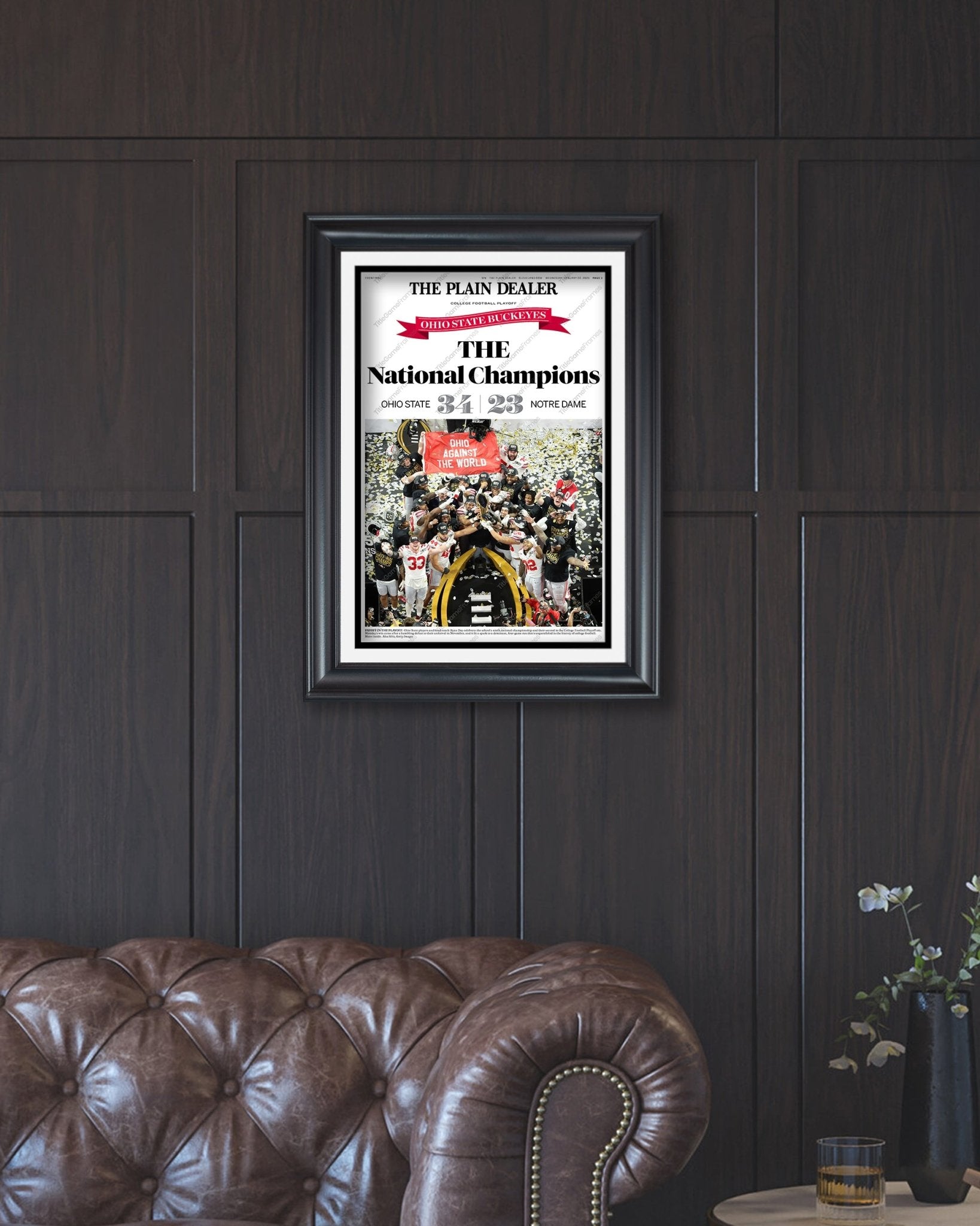 2025 Ohio State CFP Champions "THE National Champions" Plain Dealer Newspaper - TitleGameFrames.com