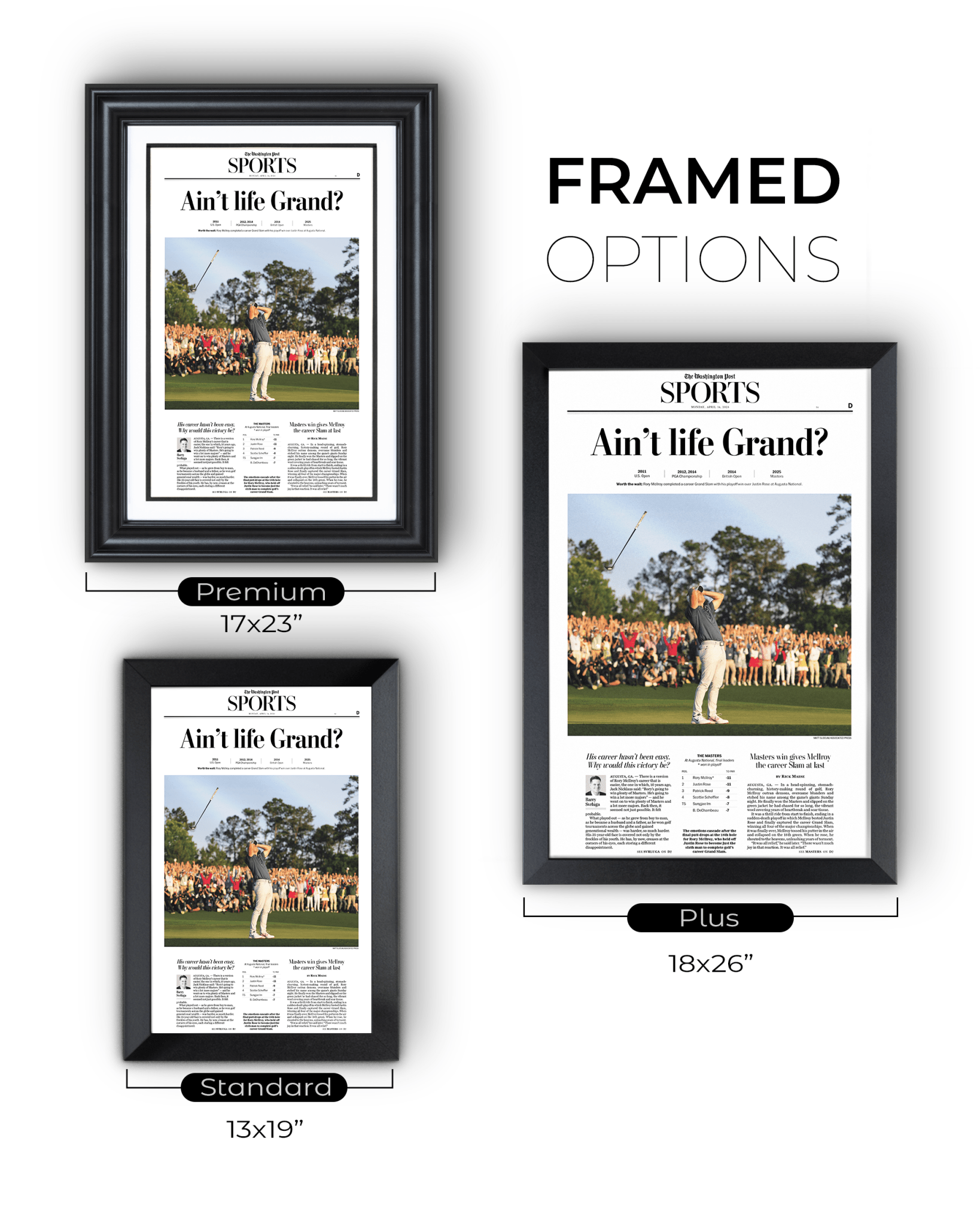 2025 Rory McIlroy Masters Champion 'Ain't Life Grand?' Framed Newspaper - TitleGameFrames.com