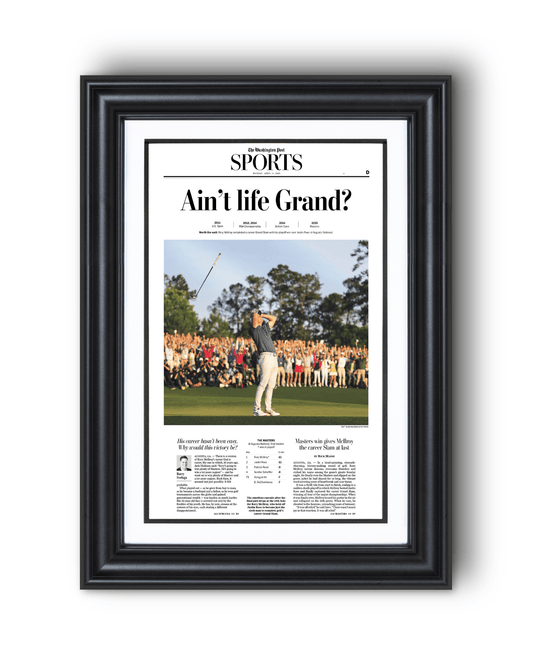 2025 Rory McIlroy Masters Champion 'Ain't Life Grand?' Framed Newspaper - TitleGameFrames.com