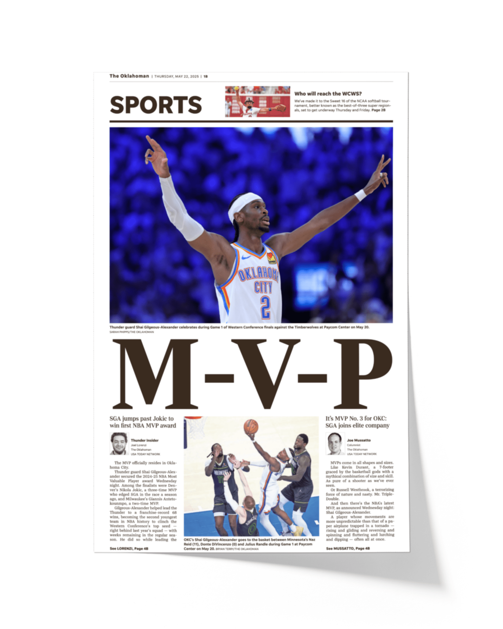 2025 Shai Gilgeous - Alexander MVP – Framed Front Page Newspaper - TitleGameFrames.com