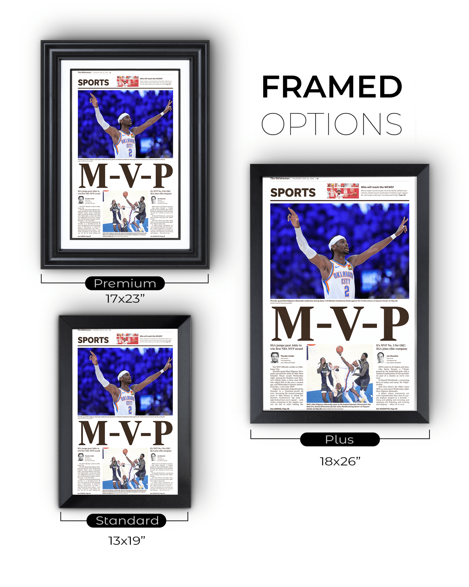 2025 Shai Gilgeous - Alexander MVP – Framed Front Page Newspaper - TitleGameFrames.com