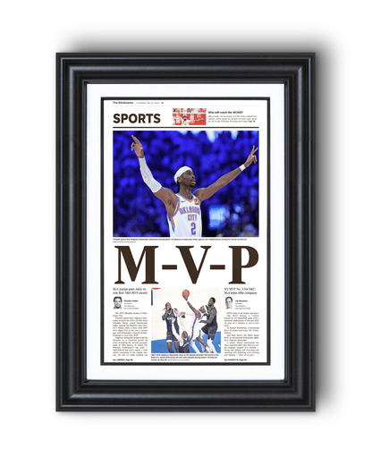 2025 Shai Gilgeous - Alexander MVP – Framed Front Page Newspaper - TitleGameFrames.com