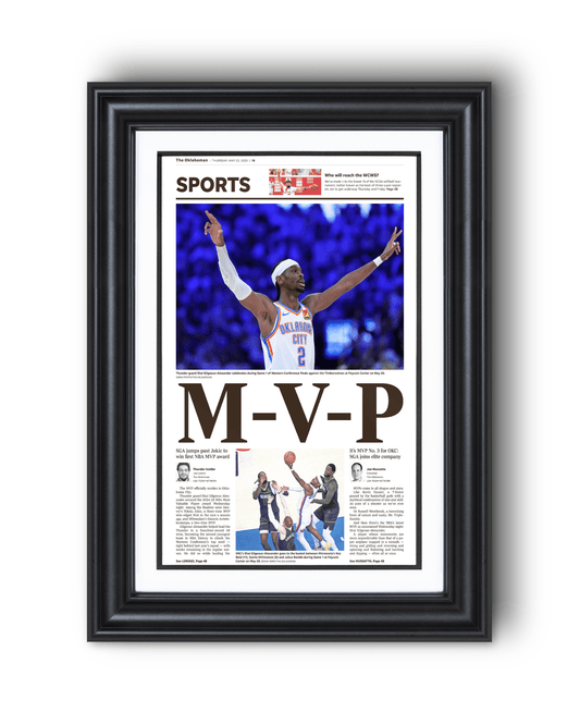 2025 Shai Gilgeous - Alexander MVP – Framed Front Page Newspaper - TitleGameFrames.com