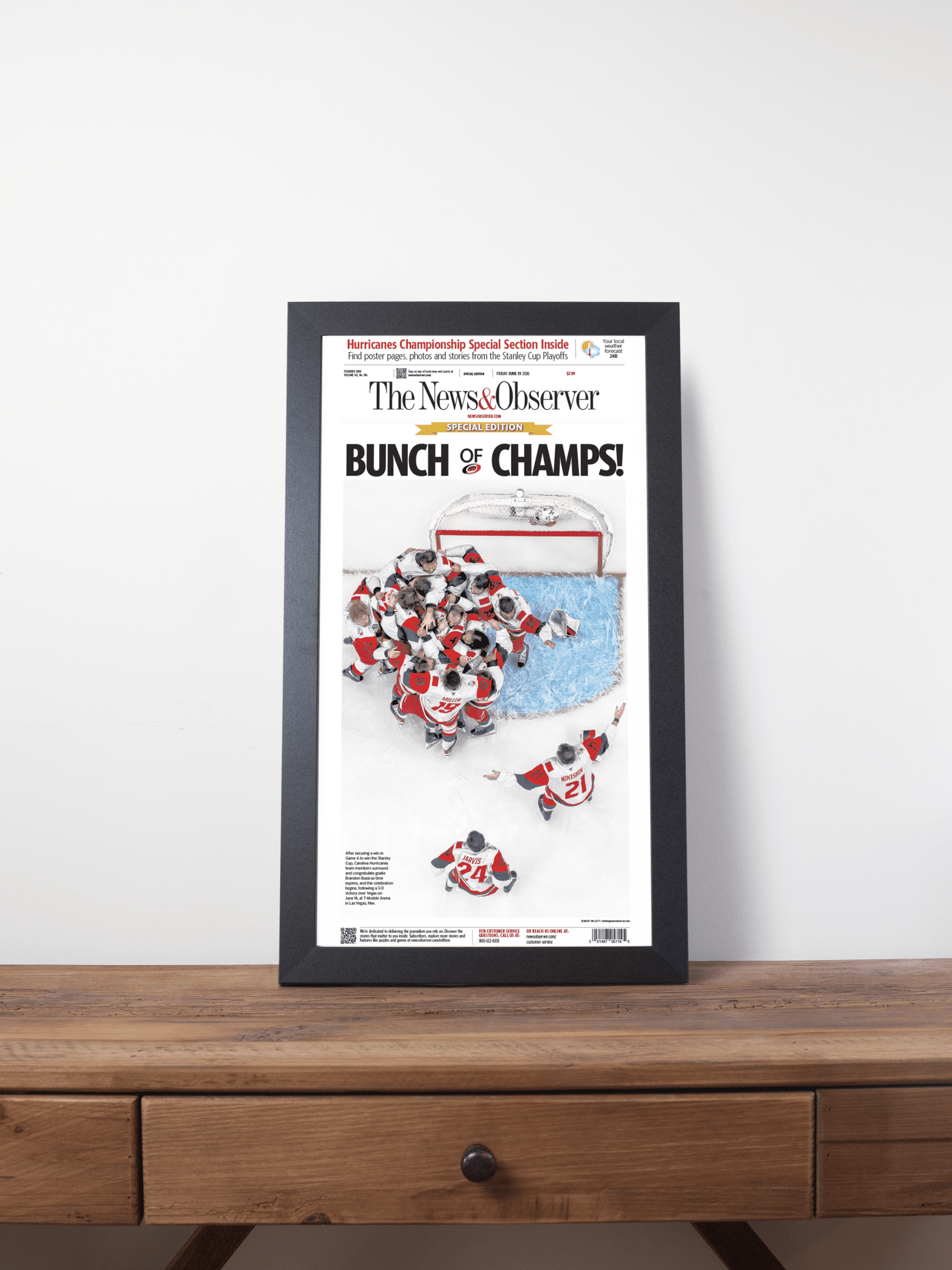 2026 Carolina Hurricanes “Bunch of Champs!” Stanley Cup Special Edition Newspaper - TitleGameFrames.com