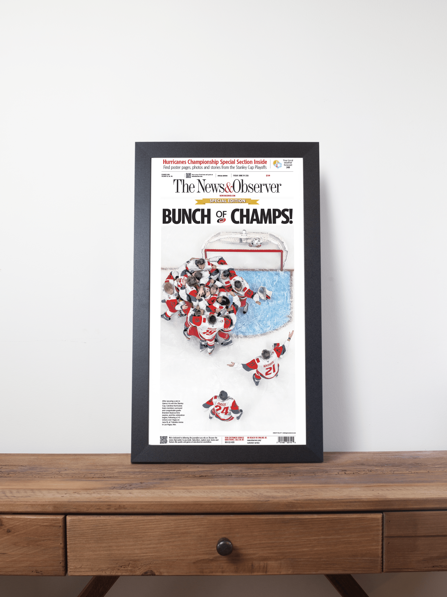2026 Carolina Hurricanes “Bunch of Champs!” Stanley Cup Special Edition Newspaper - TitleGameFrames.com