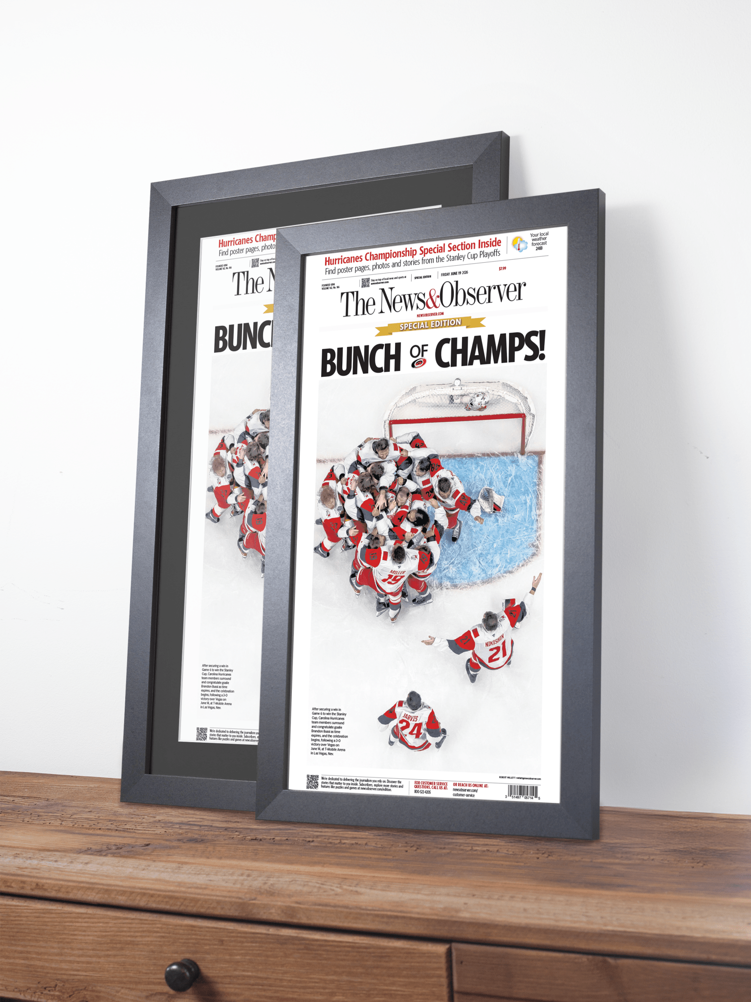 2026 Carolina Hurricanes “Bunch of Champs!” Stanley Cup Special Edition Newspaper - TitleGameFrames.com