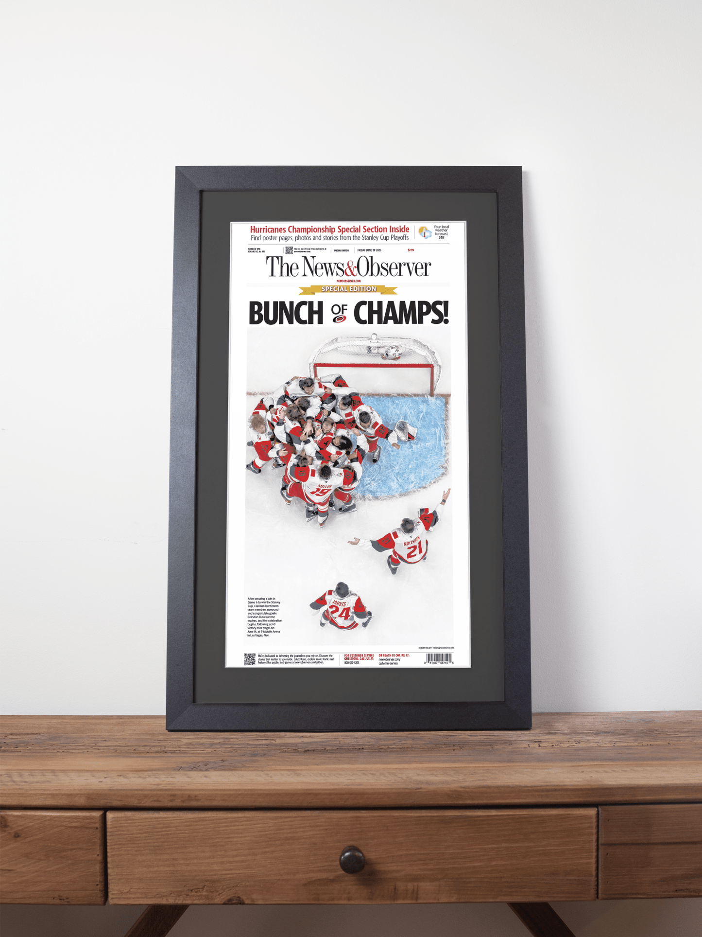 2026 Carolina Hurricanes “Bunch of Champs!” Stanley Cup Special Edition Newspaper - TitleGameFrames.com