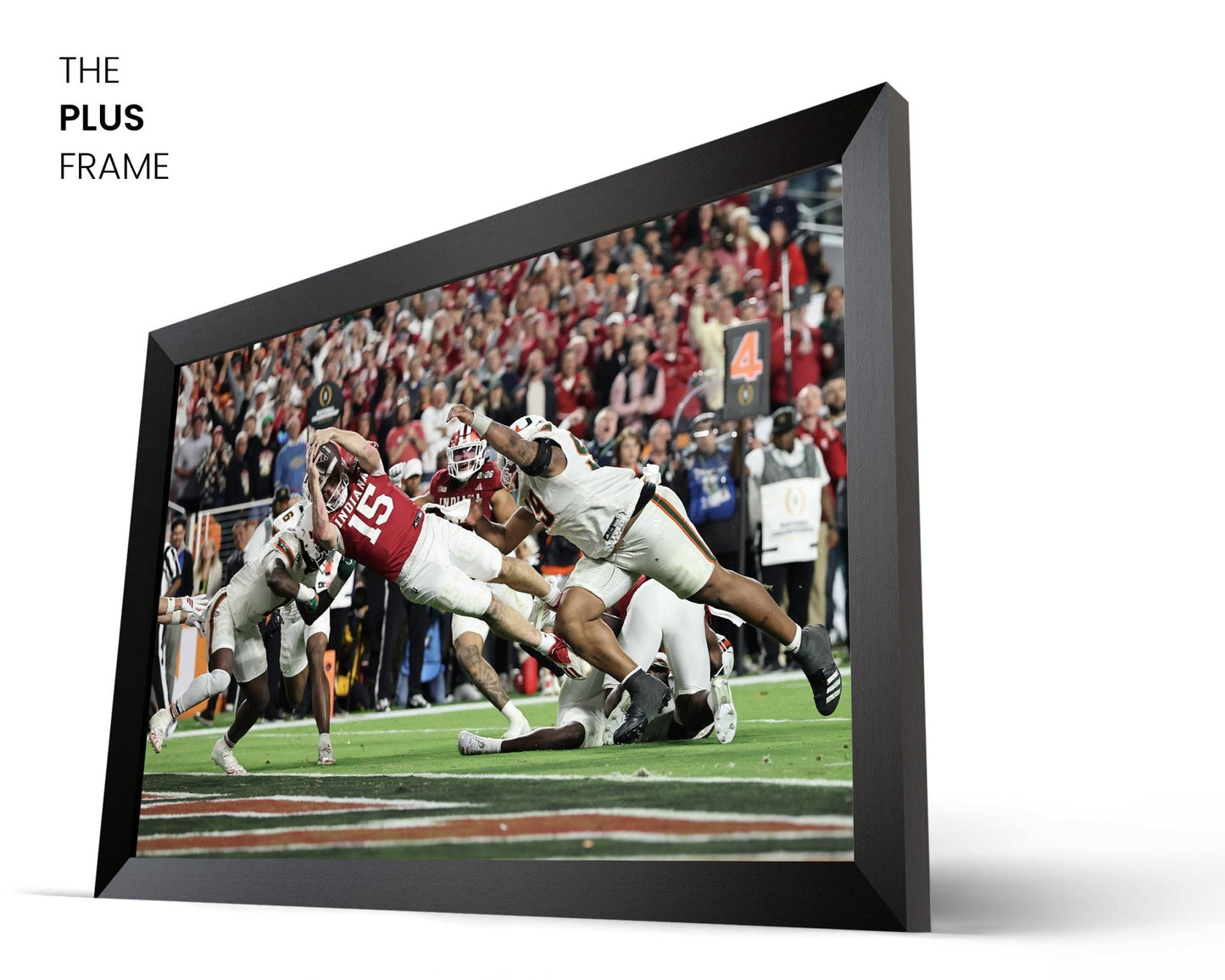 2026 Indiana Hoosier “Mendoza Touchdown” vs Miami CFP Championship Touchdown Framed Poster - TitleGameFrames.com