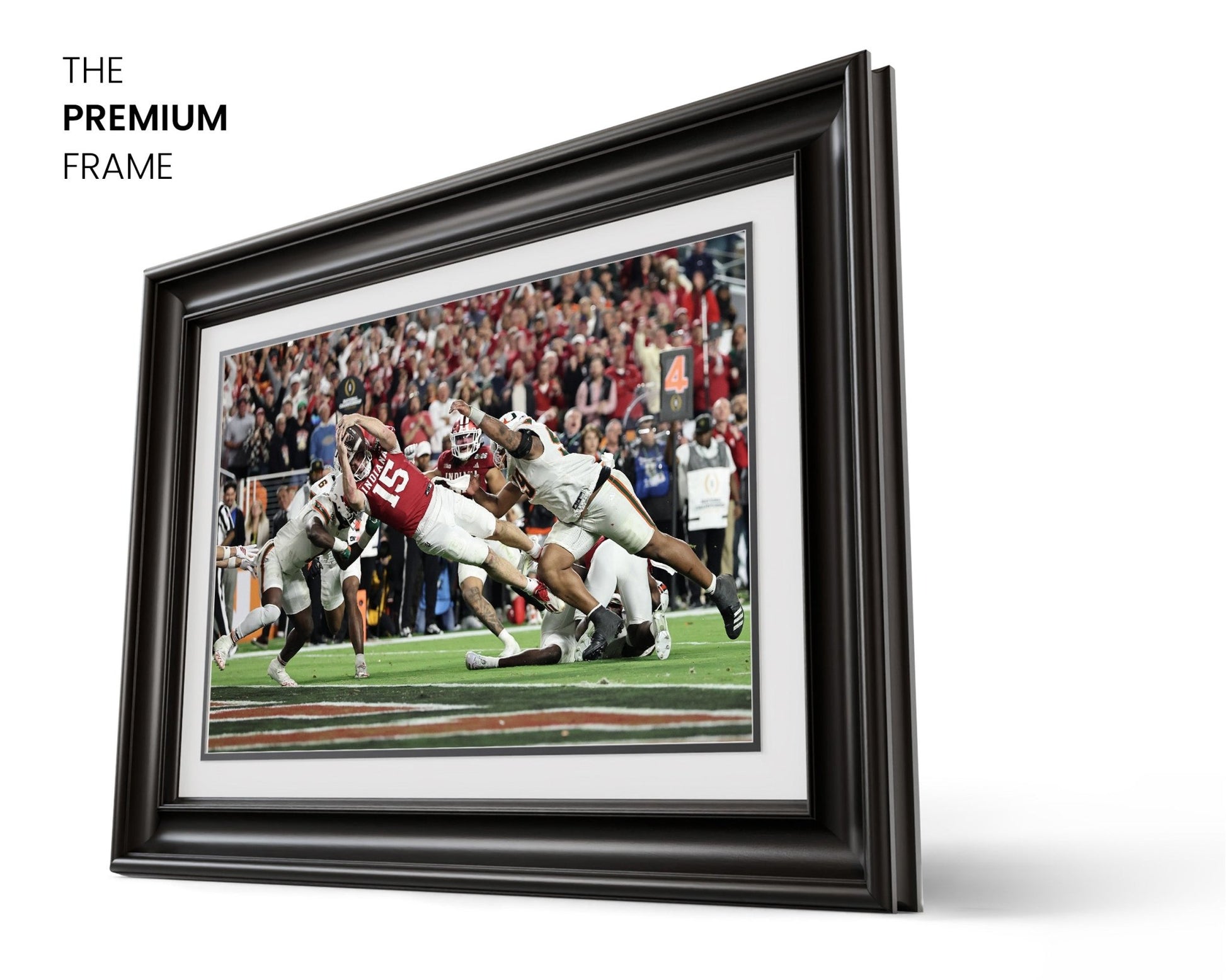 2026 Indiana Hoosier “Mendoza Touchdown” vs Miami CFP Championship Touchdown Framed Poster - TitleGameFrames.com