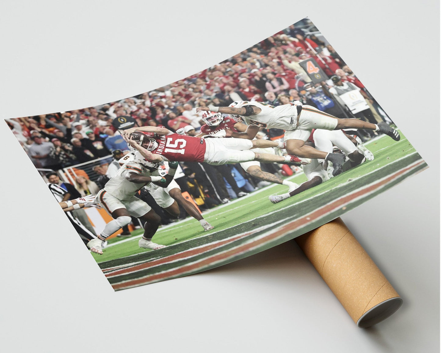 2026 Indiana Hoosier “Mendoza Touchdown” vs Miami CFP Championship Touchdown Framed Poster - TitleGameFrames.com