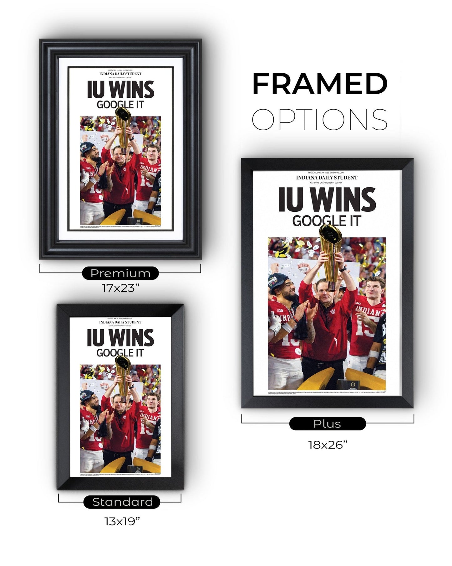 2026 Indiana Hoosiers “GOOGLE IT!” National Champions vs Miami Framed Newspaper - TitleGameFrames.com