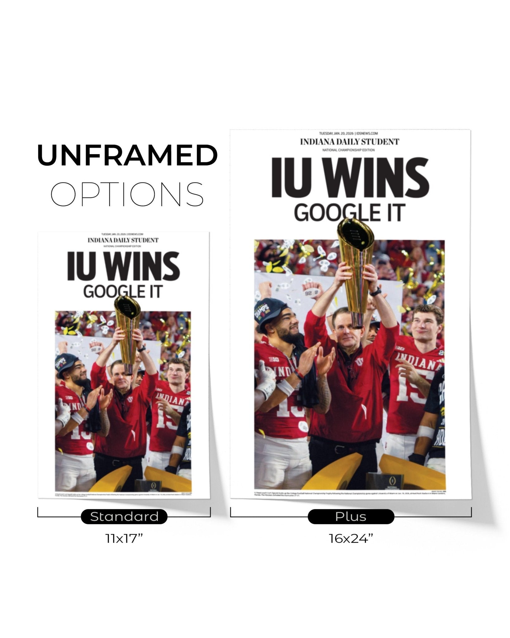 2026 Indiana Hoosiers “GOOGLE IT!” National Champions vs Miami Framed Newspaper - TitleGameFrames.com