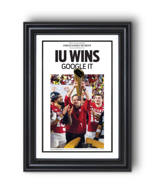 2026 Indiana Hoosiers “GOOGLE IT!” National Champions vs Miami Framed Newspaper - TitleGameFrames.com