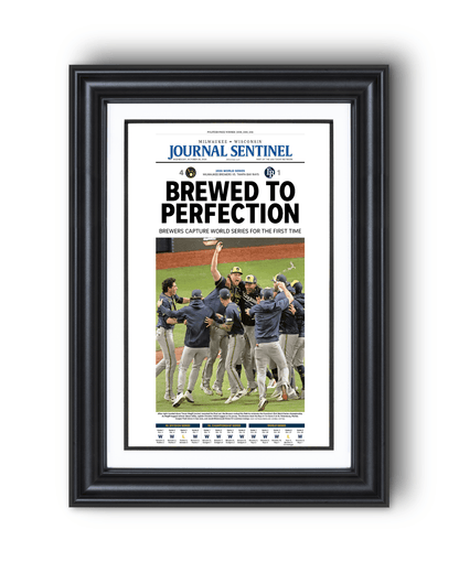 2026 Milwaukee Brewers World Series Champions Framed Front Page Newspaper Print “Brewed to Perfection” - TitleGameFrames.com