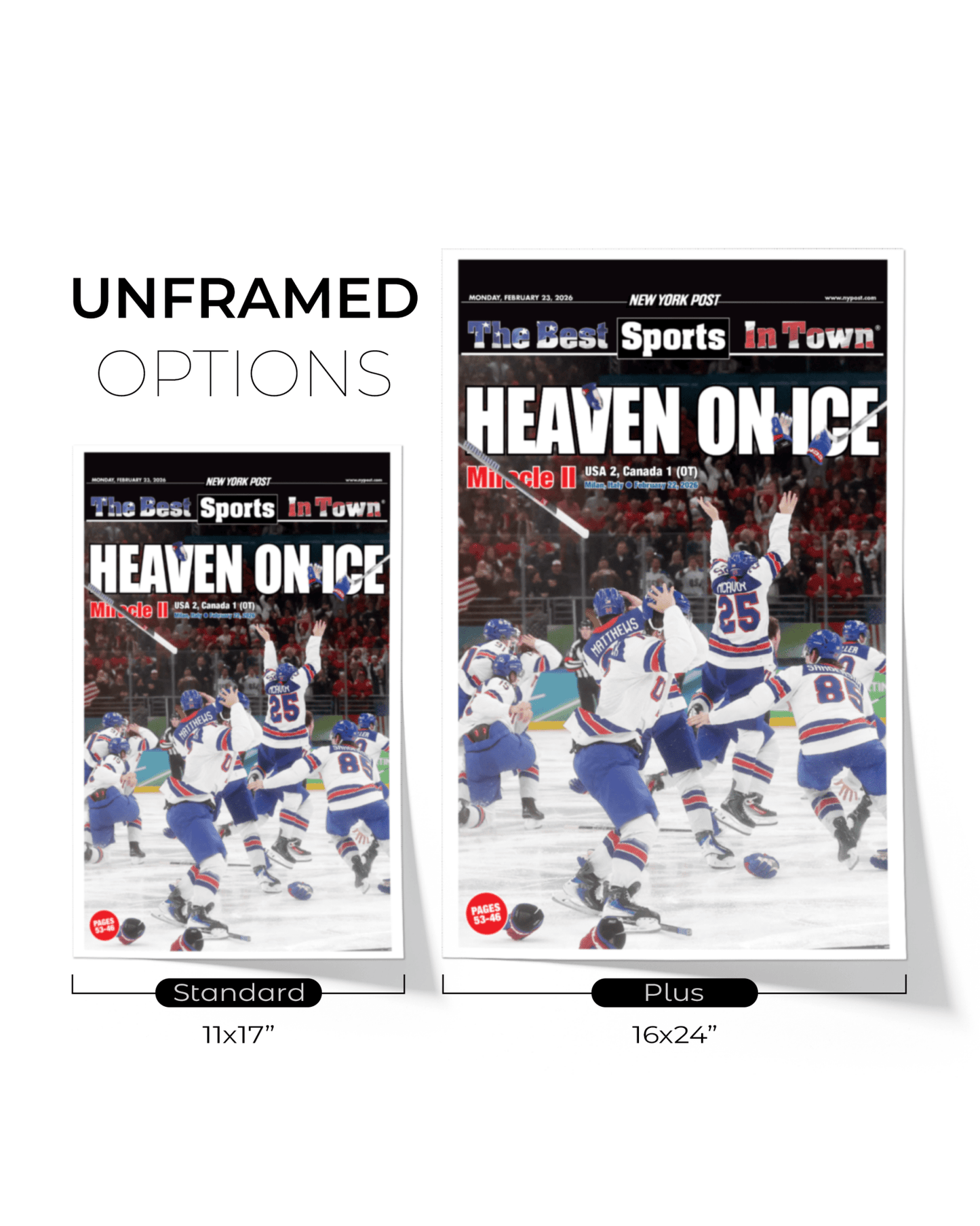 2026 Team USA Hockey “Heaven on Ice” Olympic Gold Medal Framed Newspaper - TitleGameFrames.com