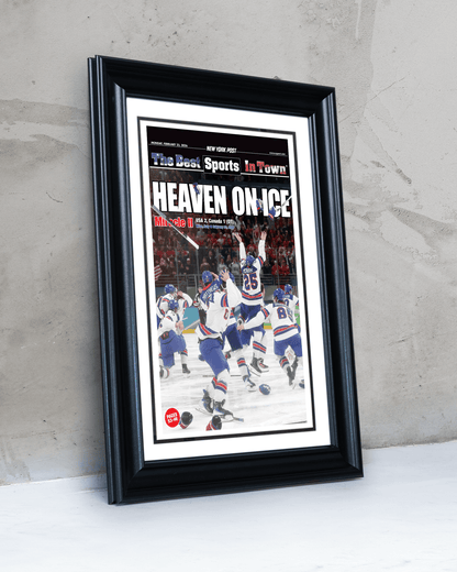 2026 Team USA Hockey “Heaven on Ice” Olympic Gold Medal Framed Newspaper - TitleGameFrames.com